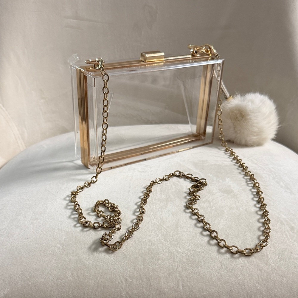 Transparent Clutch with Gold Chain